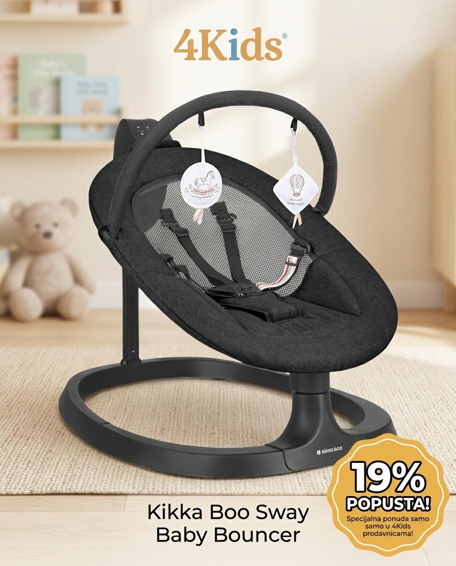 Kikka Boo njihalica za bebe Zazu Black, 0-9kg
